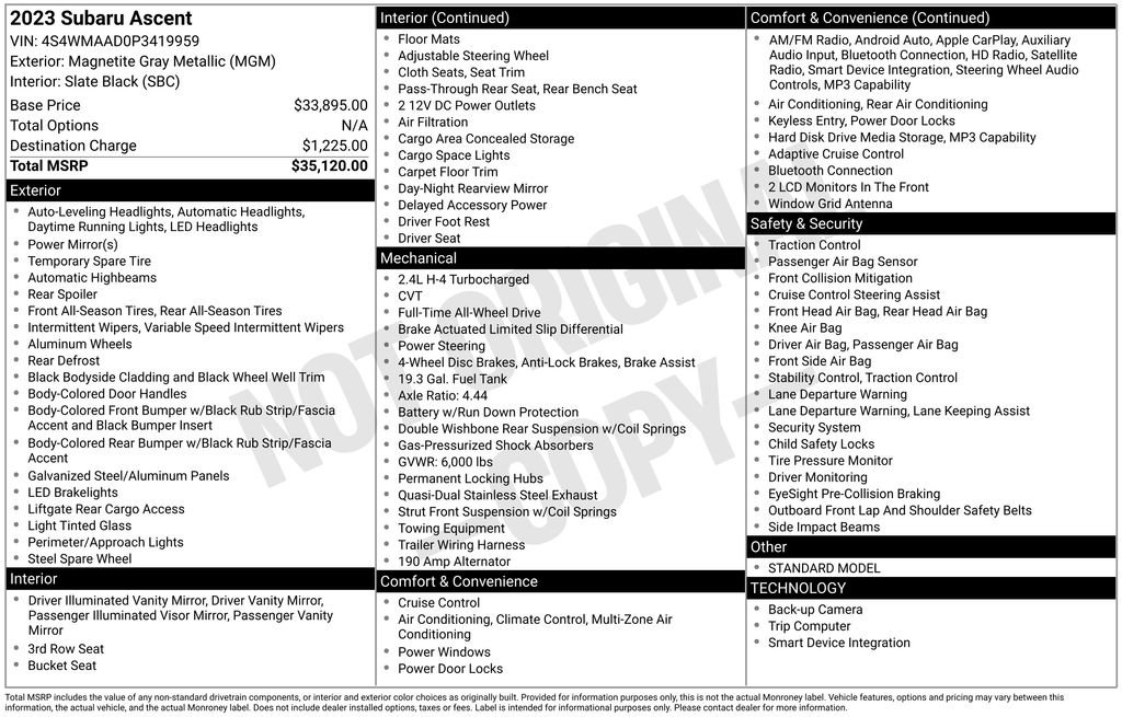 Certified 2023 Subaru Ascent 8-Passenger AWD/4WD image 24