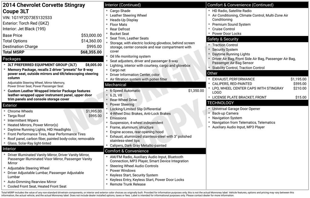 Certified 2014 Chevrolet Corvette Stingray Coupe w/ 3LT Preferred Equipment Group image 11
