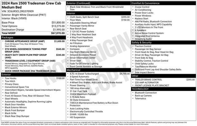 Used 2024 RAM 2500 Tradesman w/ Chrome Appearance Group AWD/4WD image 51