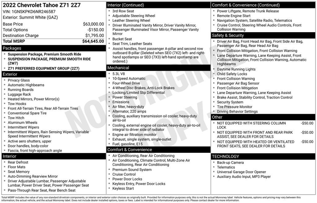 Used 2022 Chevrolet Tahoe Z71 AWD/4WD image 6