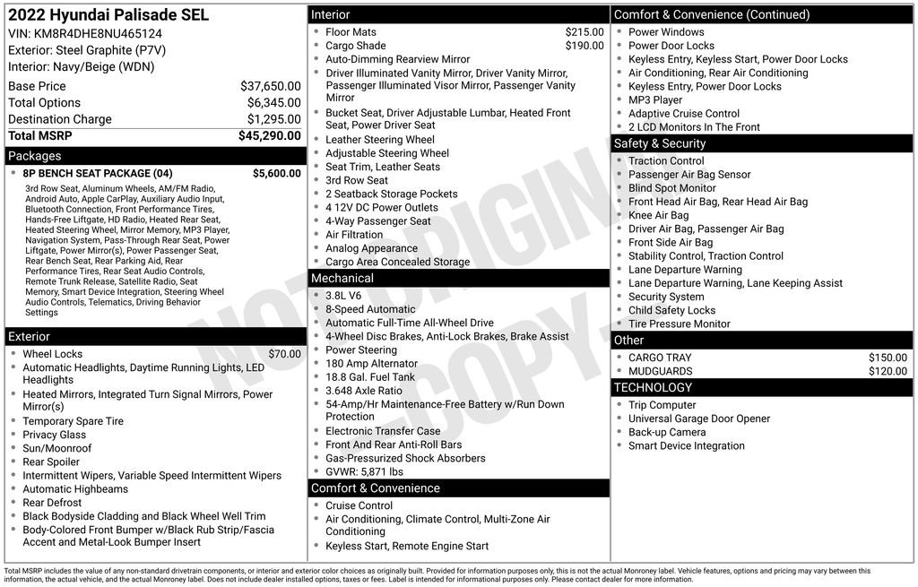 Used 2022 Hyundai Palisade SEL w/ 8P Bench Seat Package image 10