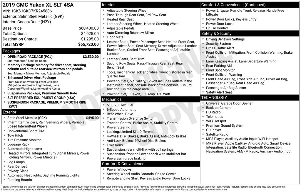 Used 2019 GMC Yukon XL SLT w/ Open Road Package RWD image 45