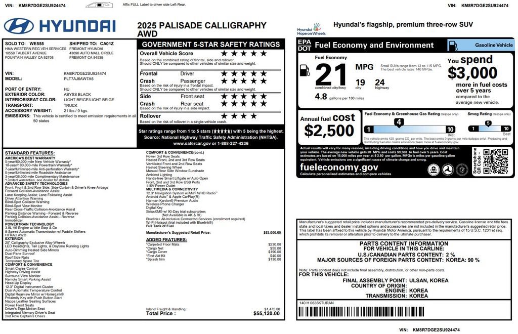 Used 2025 Hyundai Palisade Calligraphy AWD/4WD image 3
