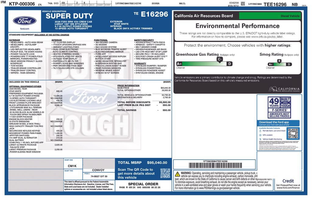 New 2026 Ford F250 Lariat w/ Black Appearance Package AWD/4WD image 53