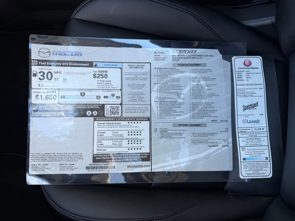 New 2026 MAZDA MAZDA3 2.5 S Sedan w/ Preferred Pkg image 30