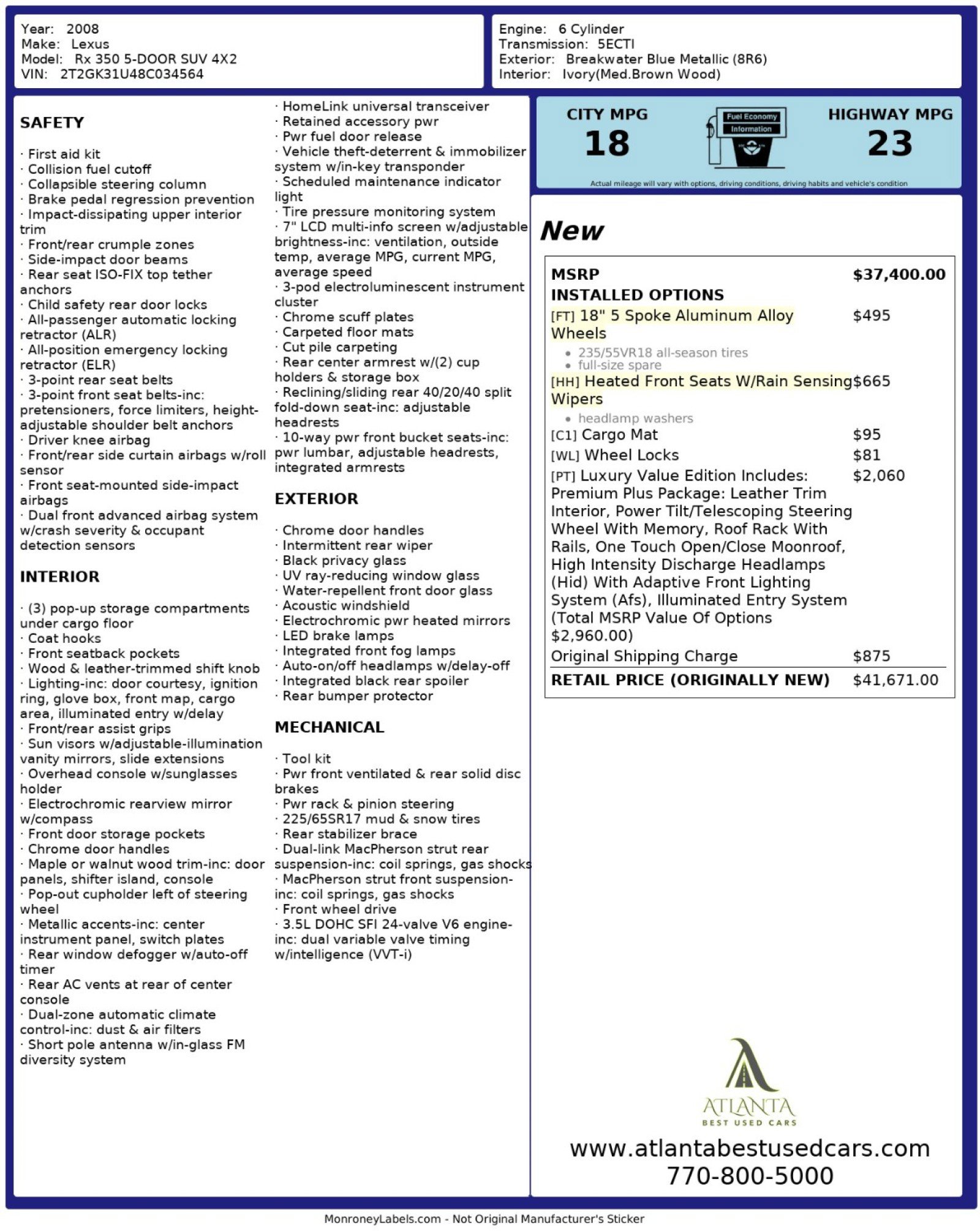 Used 2008 Lexus RX 350 2WD image 49