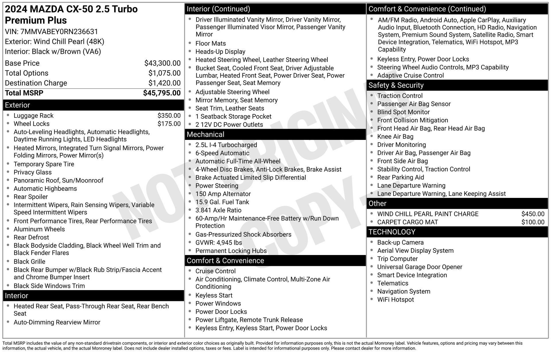 Used 2024 MAZDA CX-50 2.5 Turbo w/ Premium Plus Pkg image 47