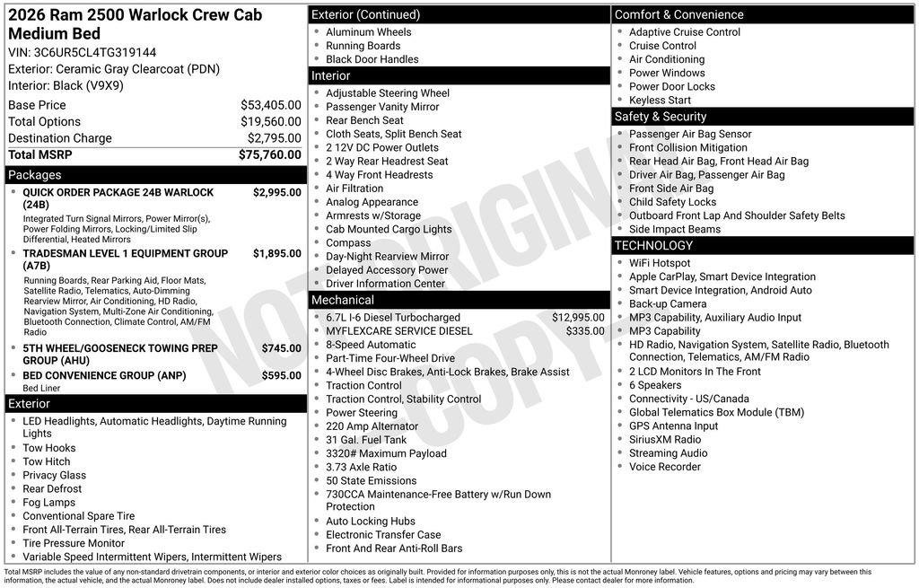 New 2026 RAM 2500 Warlock AWD/4WD image 37