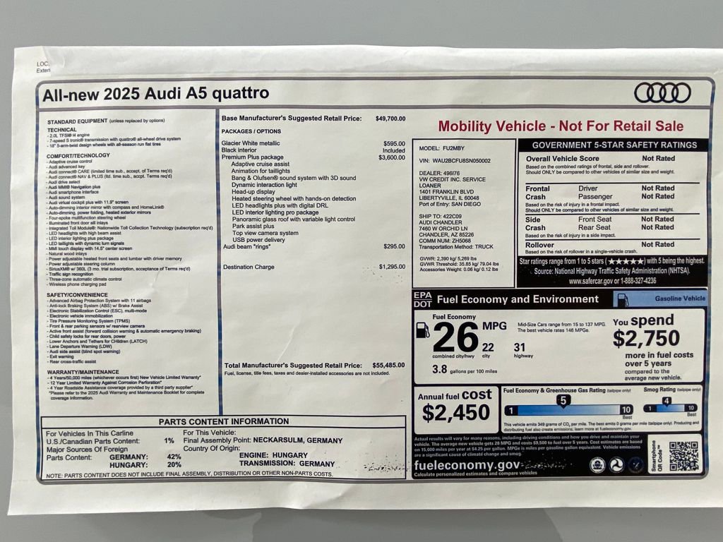 Used 2025 Audi A5 2.0T Premium Plus w/ Premium Plus AWD/4WD image 10