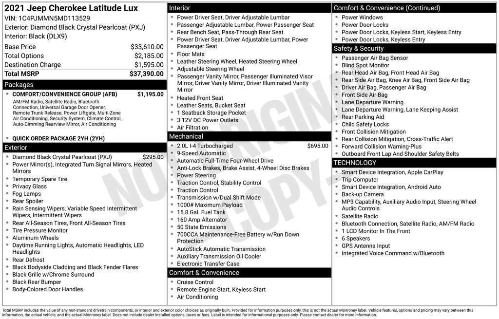 Certified 2021 Jeep Cherokee Latitude Lux w/ Comfort/Convenience Group image 42
