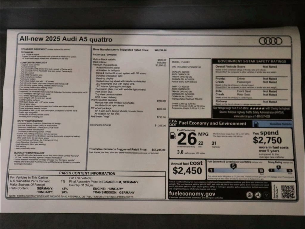 Used 2025 Audi A5 Premium Plus AWD/4WD image 9