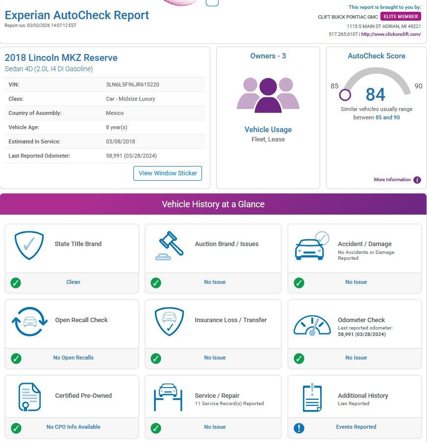 Used 2018 Lincoln MKZ Reserve w/ Climate Package image 3