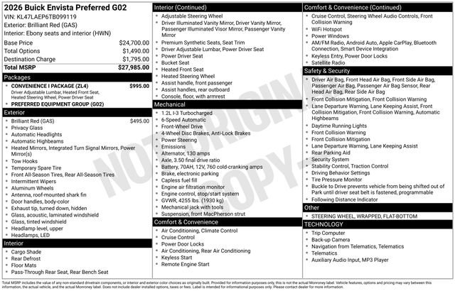 New 2026 Buick Envista Preferred w/ Convenience I Package image 3