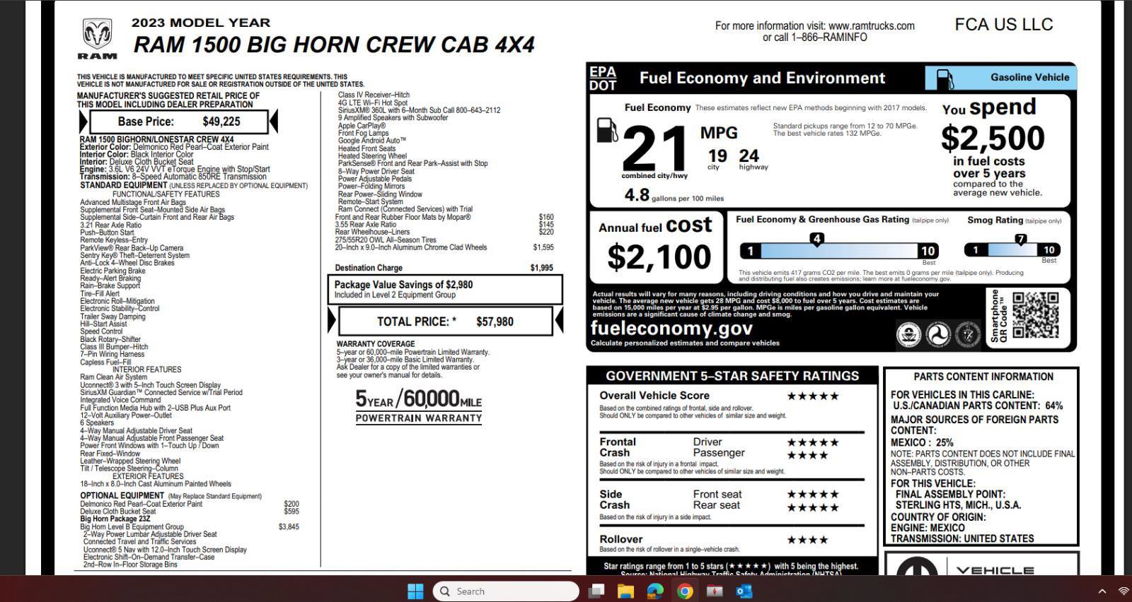 Used 2023 RAM 1500 Big Horn AWD/4WD image 4