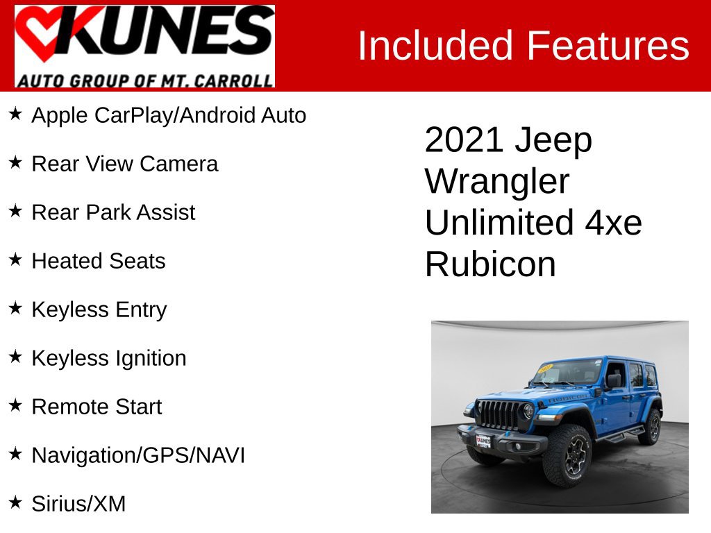 Used 2021 Jeep Wrangler Unlimited Rubicon 4xe w/ Cold Weather Group AWD/4WD image 3