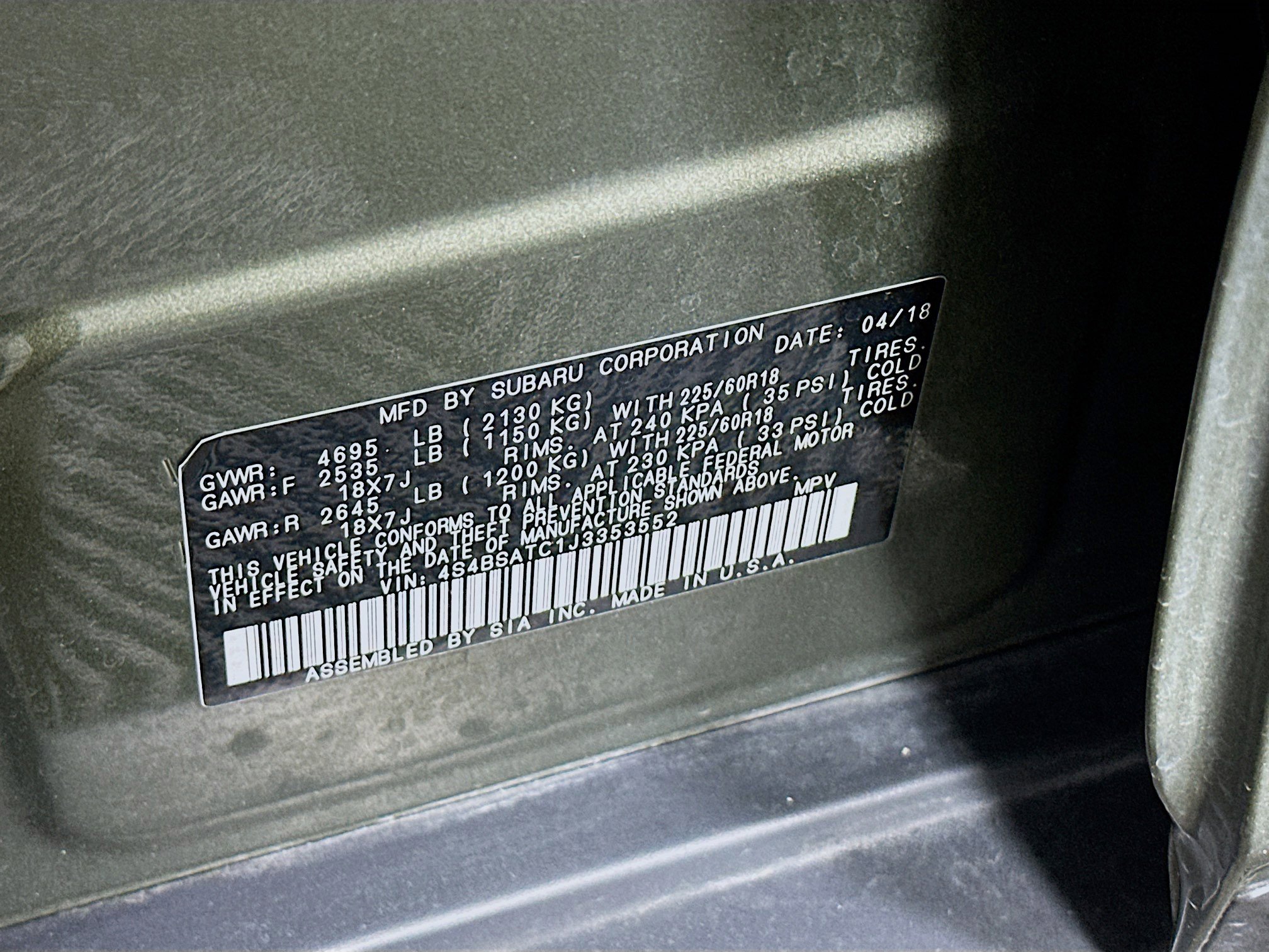 Used 2018 Subaru Outback 2.5i Touring w/ Protection Package #1 image 12