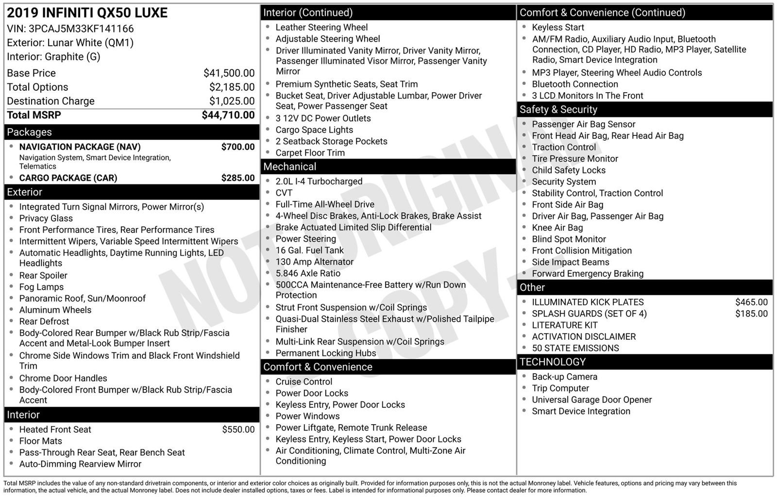 Used 2019 INFINITI QX50 Luxe w/ Navigation Package image 3