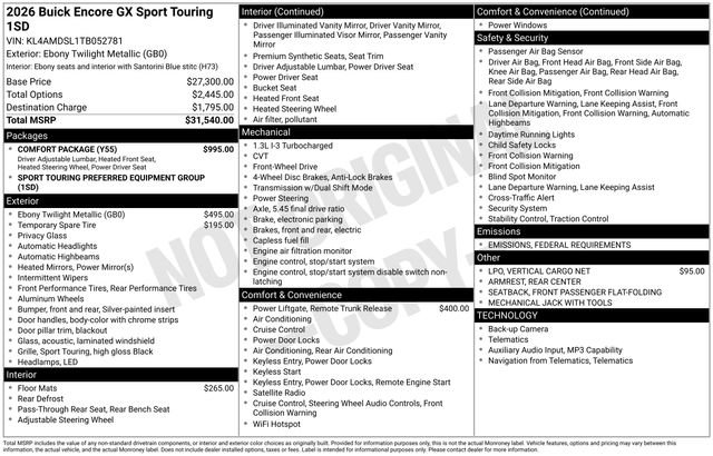 New 2026 Buick Encore GX Sport Touring w/ Comfort Package image 4