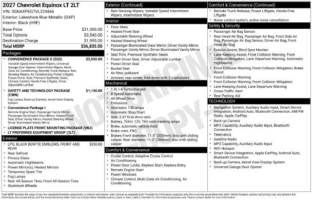 New 2027 Chevrolet Equinox LT w/ Convenience Package II AWD/4WD image 25