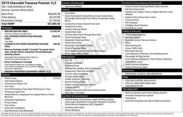 Used 2019 Chevrolet Traverse Premier w/ Redline Edition image 39