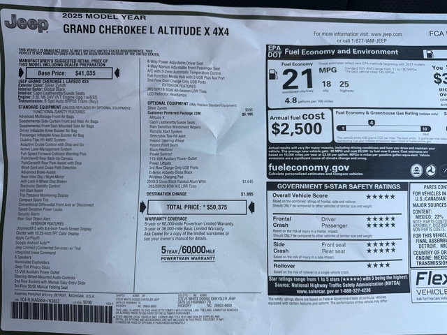 New 2025 Jeep Grand Cherokee L Altitude AWD/4WD image 37
