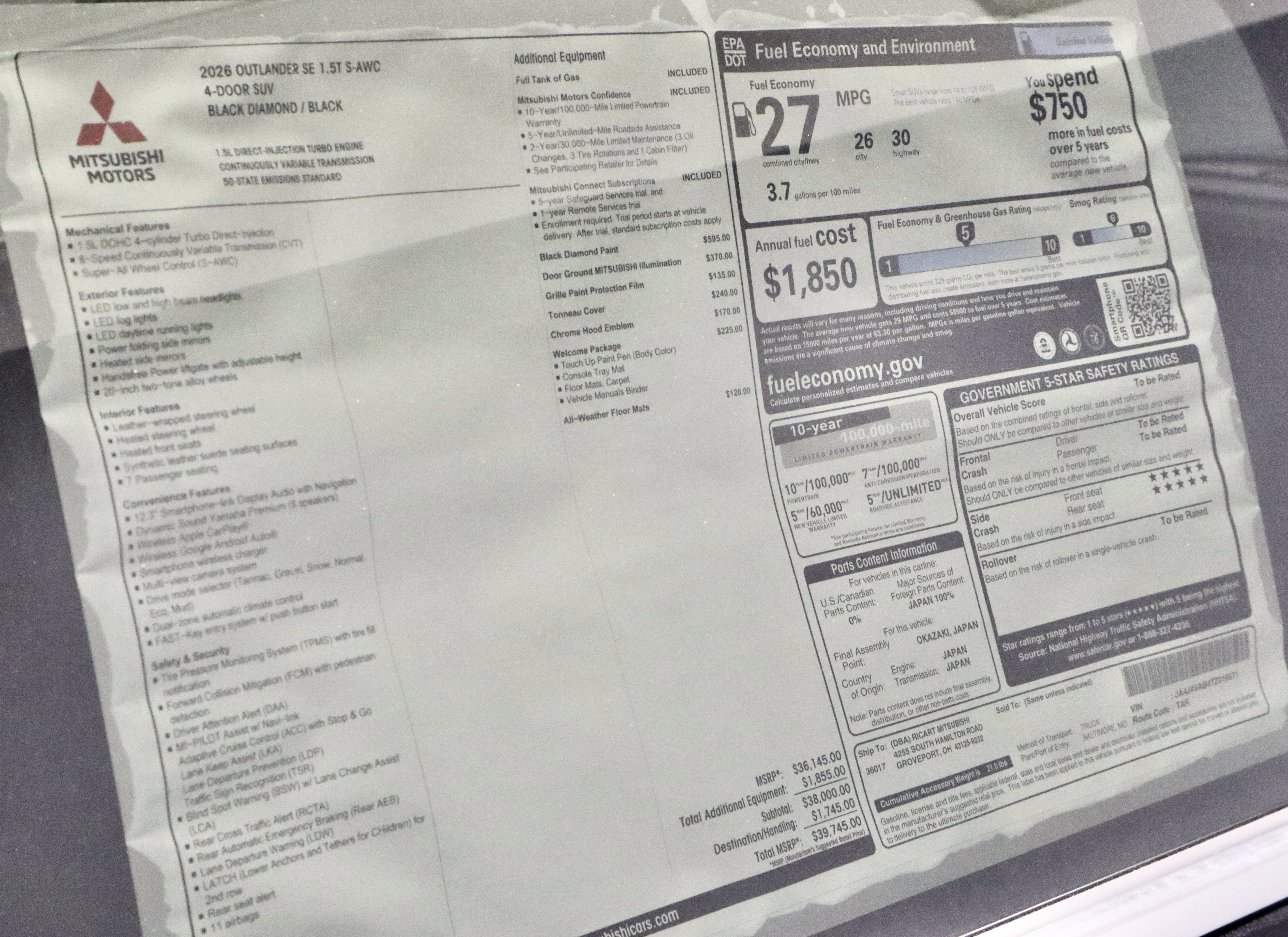 New 2026 Mitsubishi Outlander SE image 36