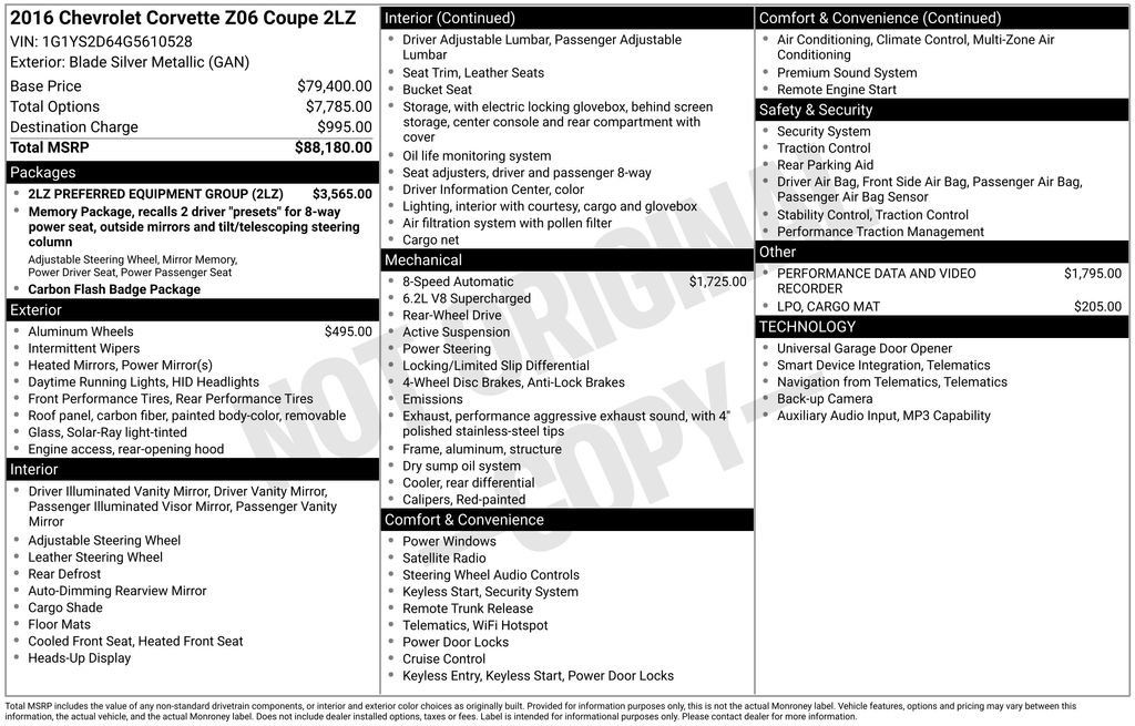 Used 2016 Chevrolet Corvette Z06 w/ 2LZ Preferred Equipment Group RWD image 38