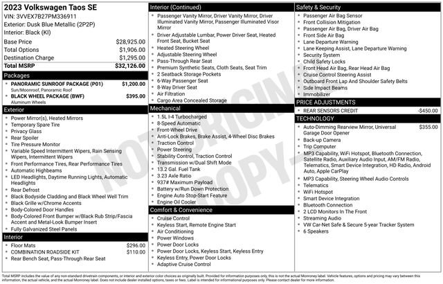 Used 2023 Volkswagen Taos SE w/ Panoramic Sunroof Package image 5