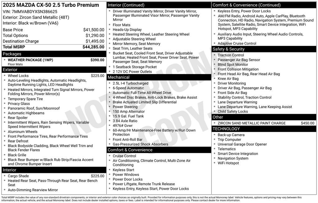 Used 2025 MAZDA CX-50 AWD 2.5 Turbo w/ Weather Package image 3