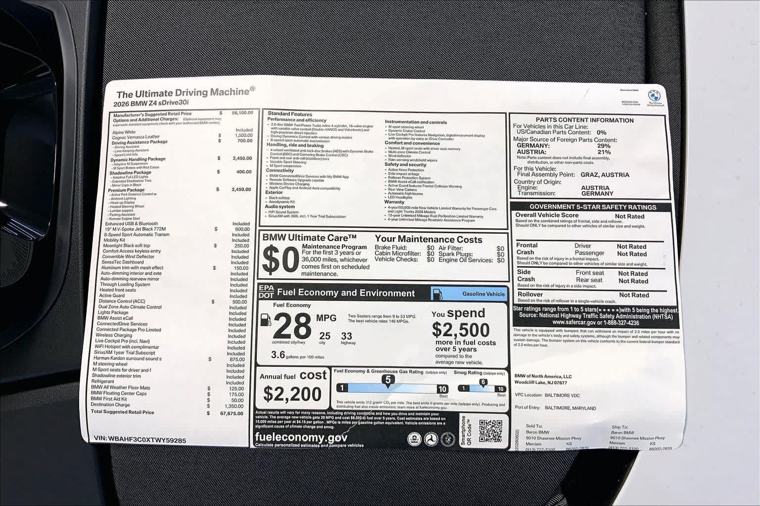 New 2026 BMW Z4 sDrive30i w/ Premium Package RWD image 22