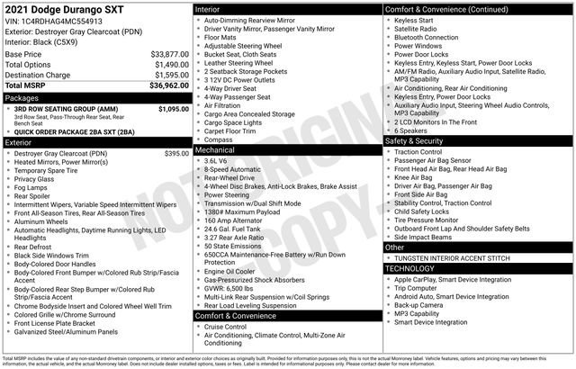 Used 2021 Dodge Durango SXT w/ 3rd Row Seating Group RWD image 4