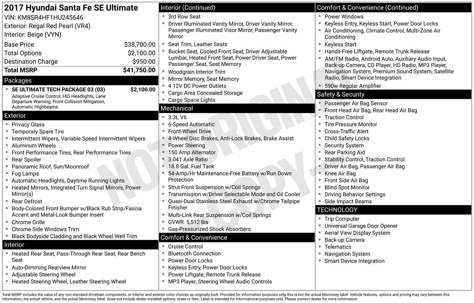 Used 2017 Hyundai Santa Fe SE w/ SE Ultimate Tech Package 03 image 6