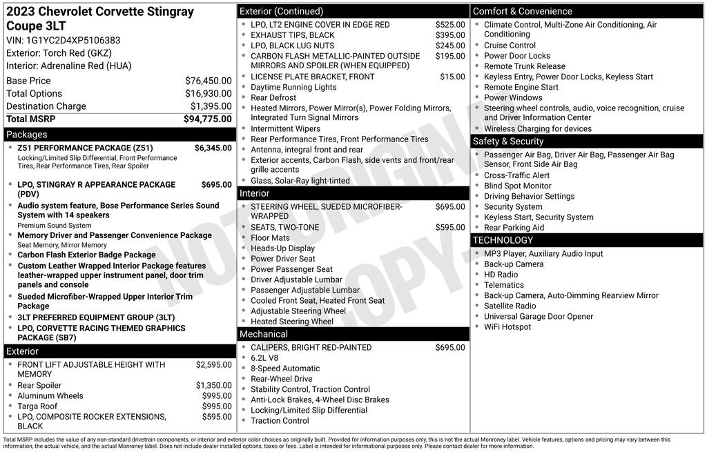 Used 2023 Chevrolet Corvette Stingray Premium Cpe w/ Z51 Performance Package RWD image 50