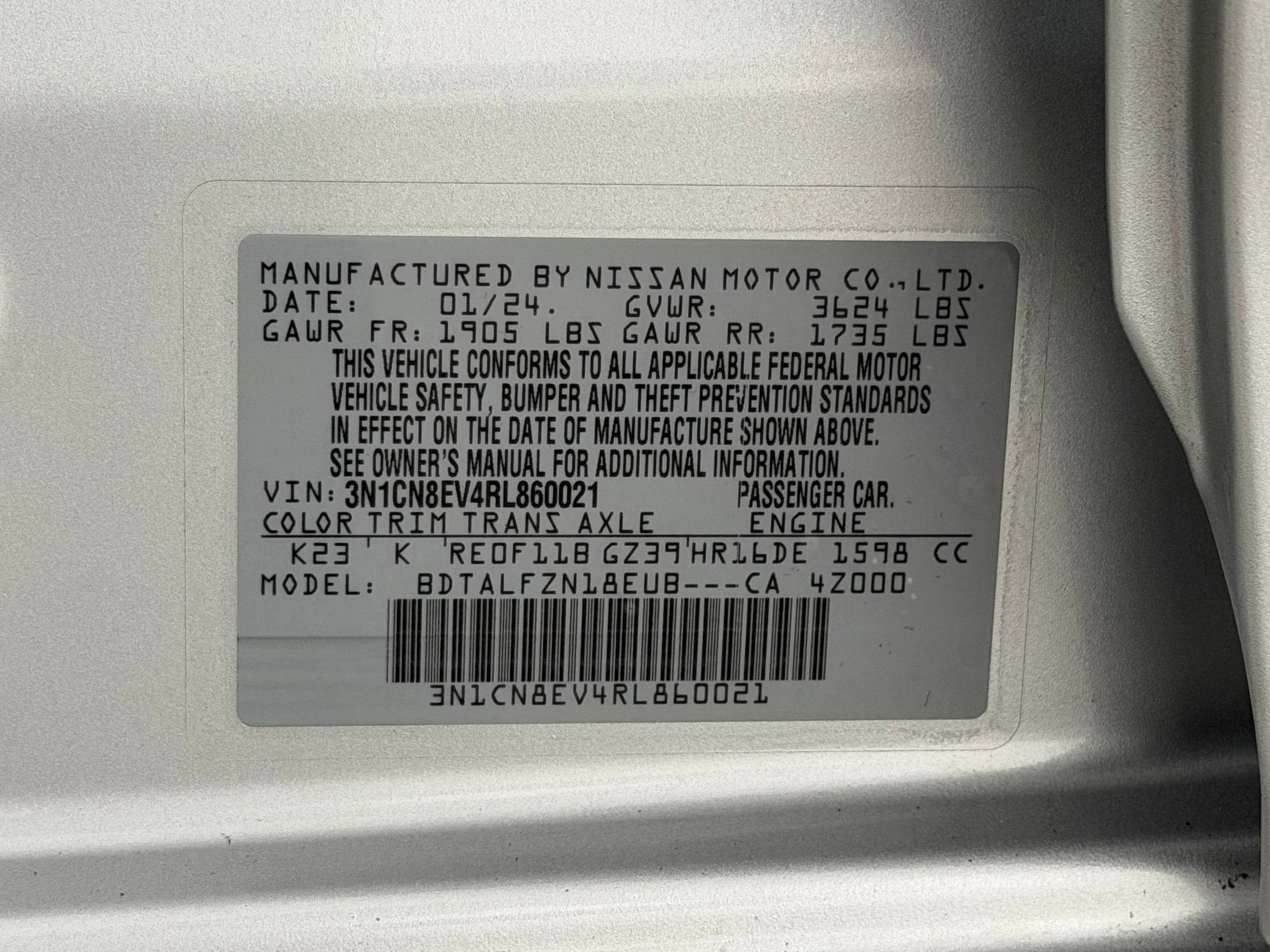 Used 2024 Nissan Versa SV w/ Trunk Package FWD image 29