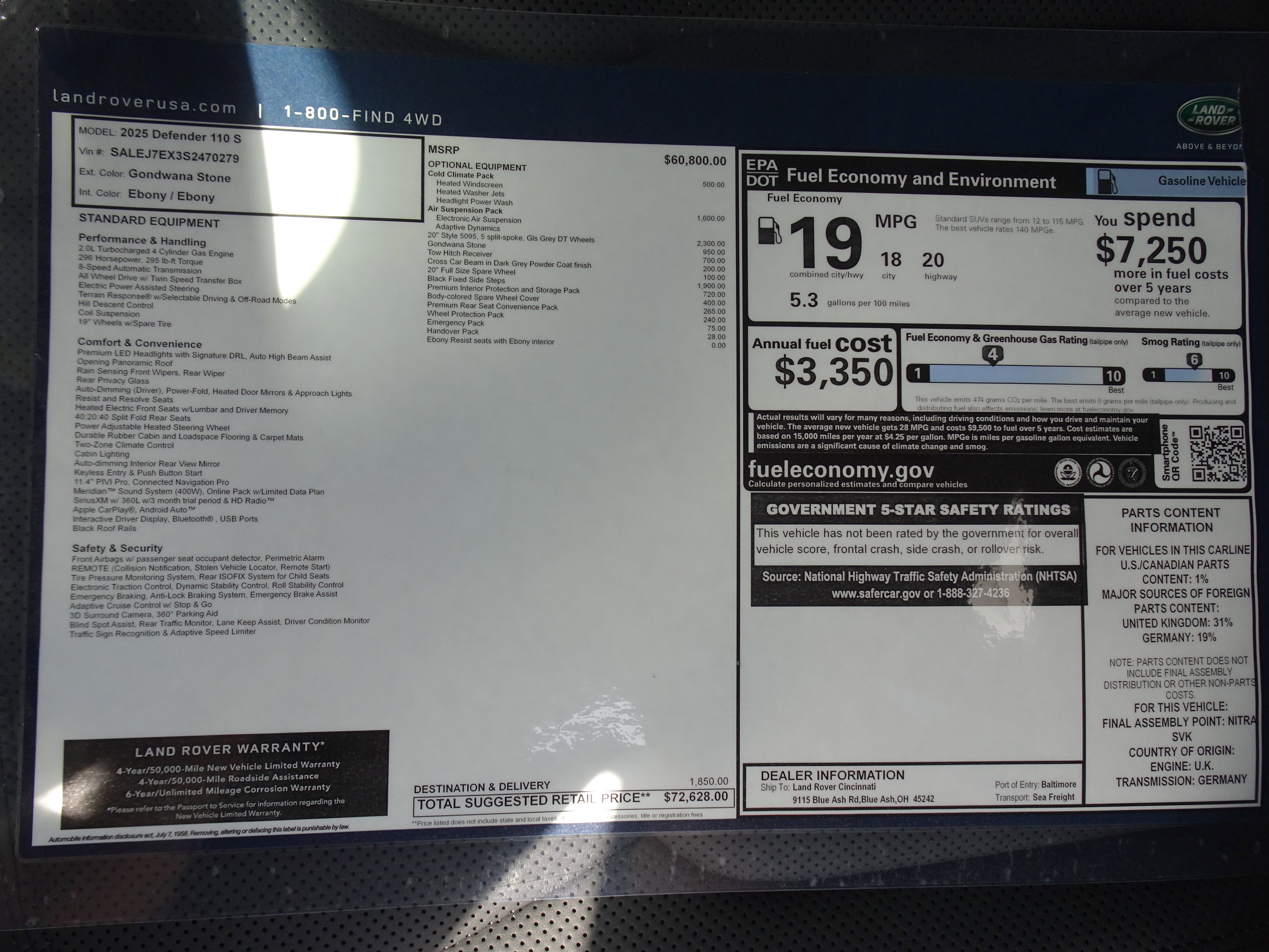 New 2025 Land Rover Defender 110 S image 6