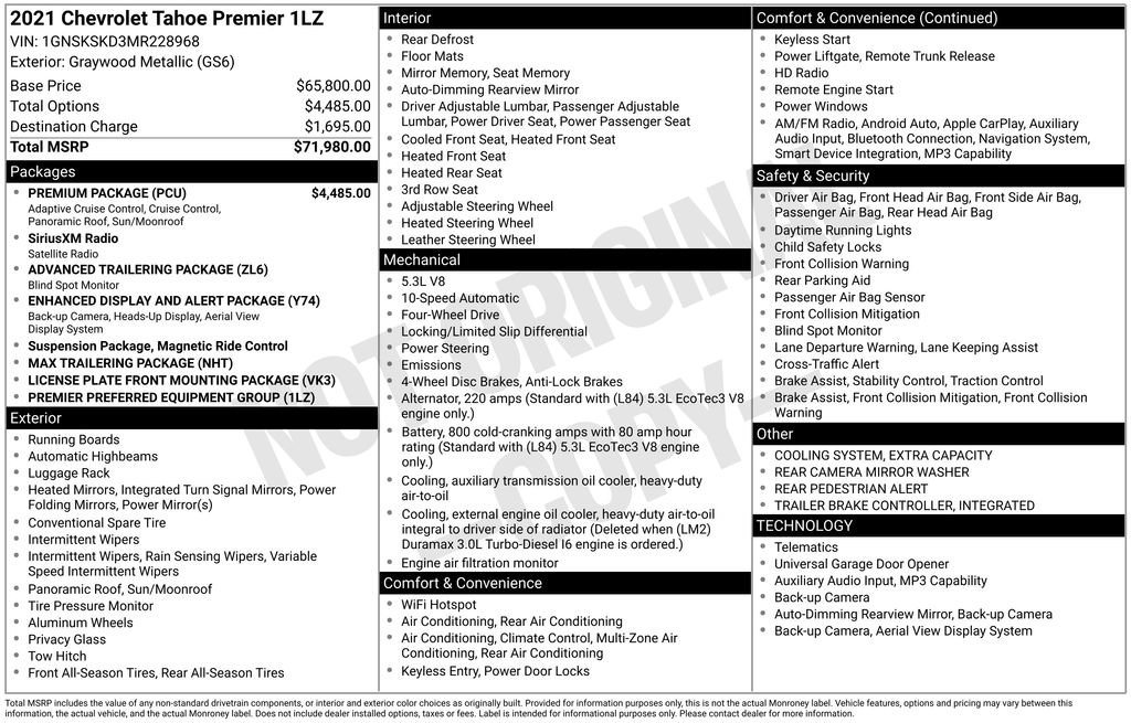 Certified 2021 Chevrolet Tahoe Premier w/ Premium Package AWD/4WD image 9