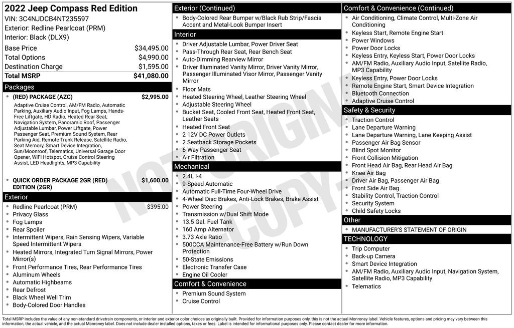 Used 2022 Jeep Compass Limited w/ (RED) Package image 44