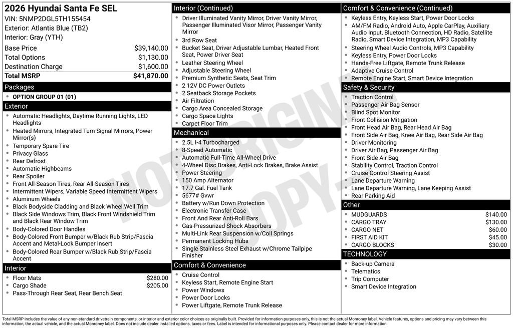 New 2026 Hyundai Santa Fe SEL image 6