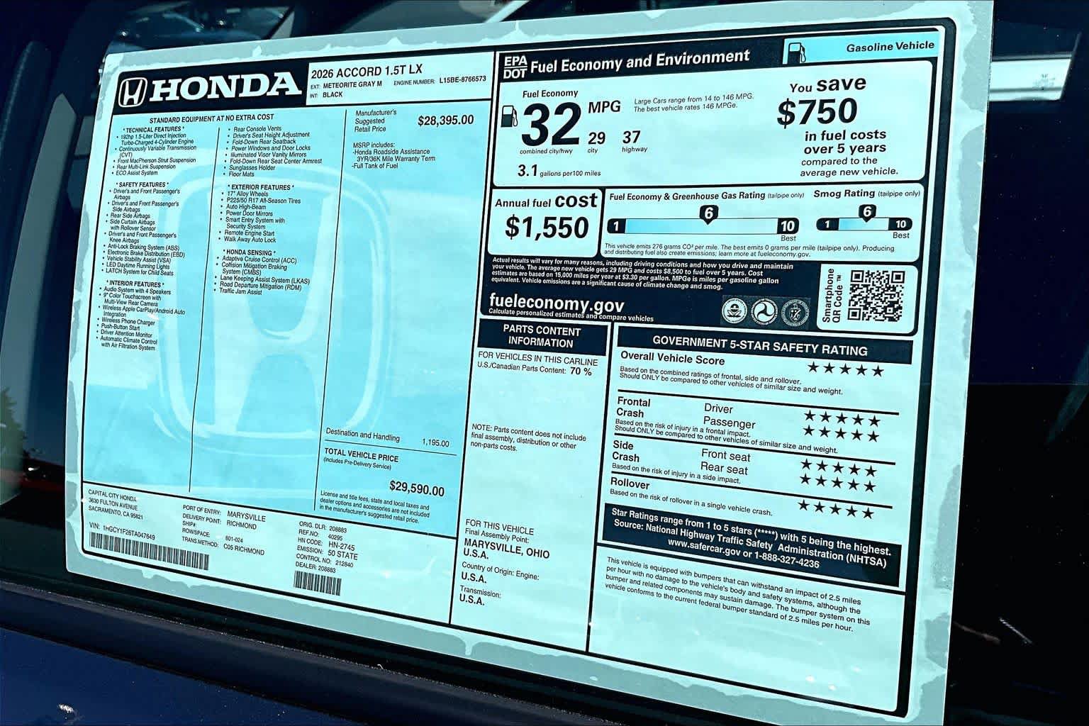 New 2026 Honda Accord LX image 21