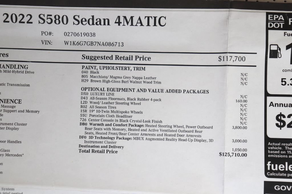 Used 2022 Mercedes-Benz S 580 4MATIC Sedan w/ Warmth & Comfort Package image 97