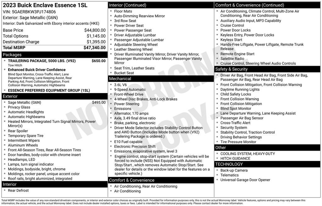 Certified 2023 Buick Enclave Essence w/ Trailering Package, 5000 lbs. image 10