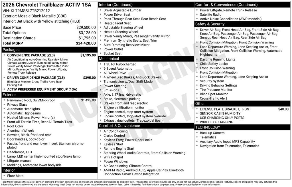 New 2026 Chevrolet TrailBlazer ACTIV w/ Convenience Package AWD/4WD image 33