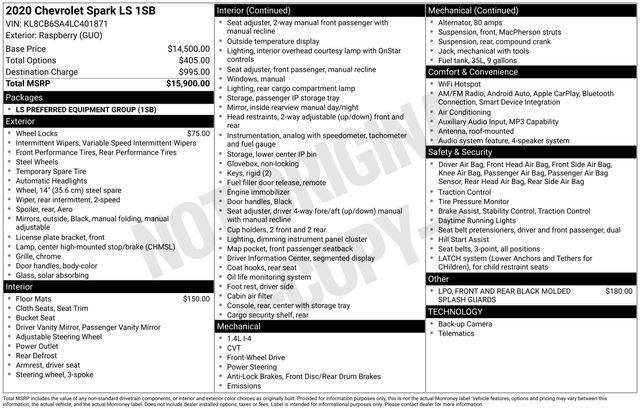 Used 2020 Chevrolet Spark LS FWD image 7