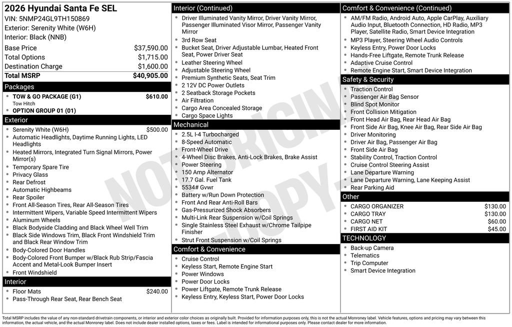 Used 2026 Hyundai Santa Fe SEL w/ Tow & Go Package FWD image 7