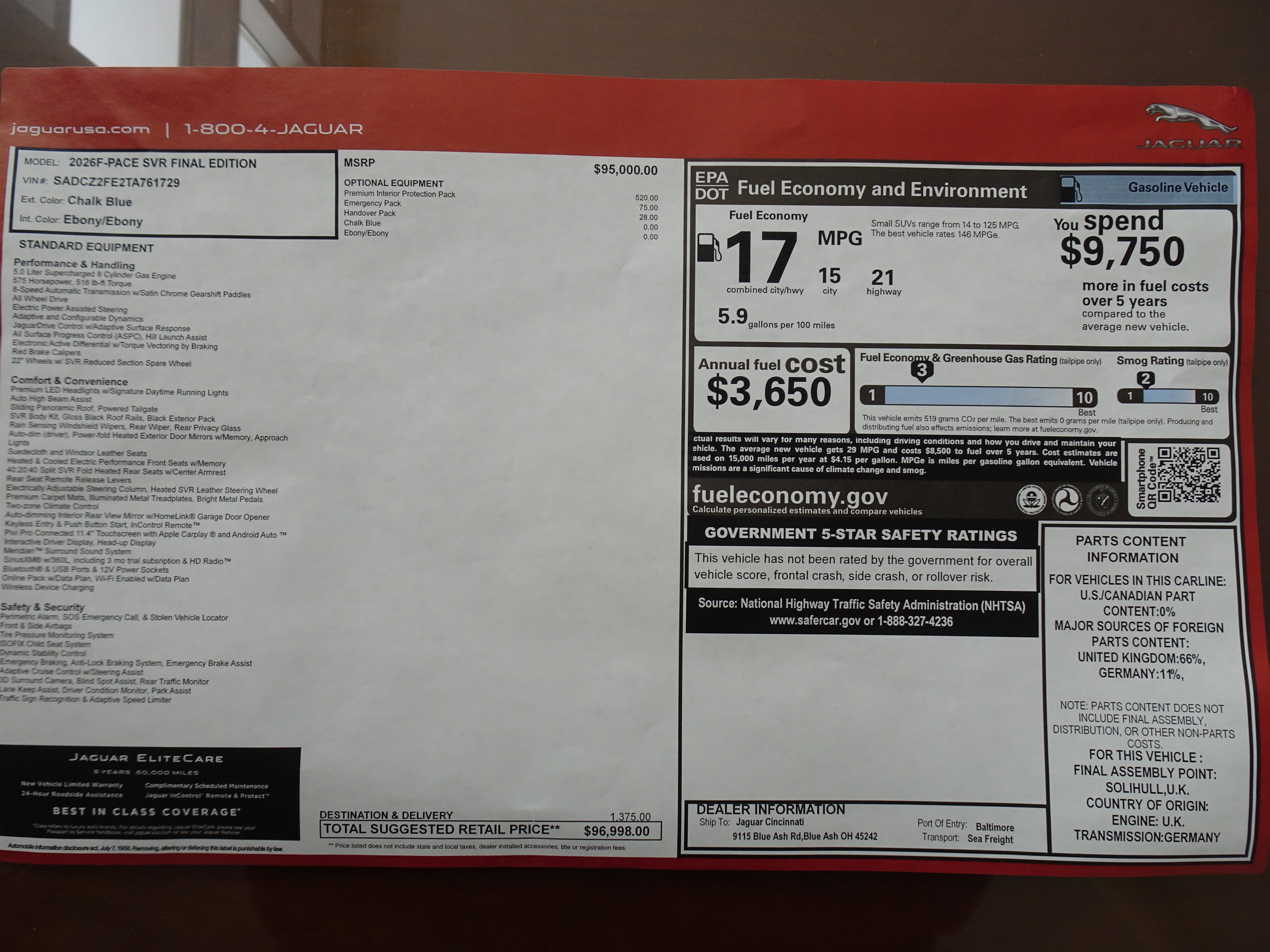 New 2026 Jaguar F-PACE SVR 575 Edition image 5