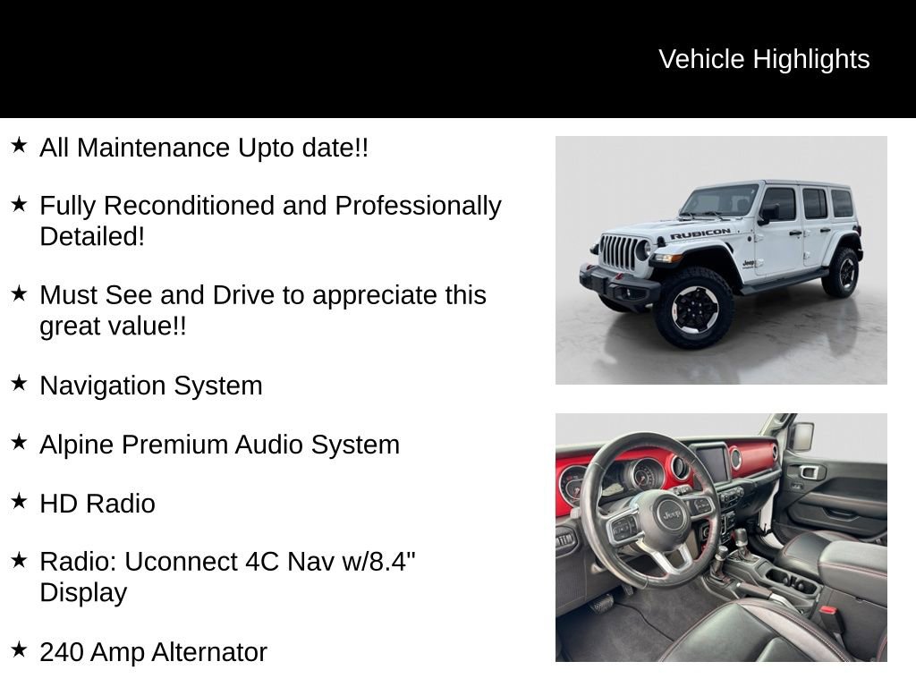 Used 2021 Jeep Wrangler Unlimited Rubicon w/ Uconnect 4C Nav & Sound Group AWD/4WD image 31