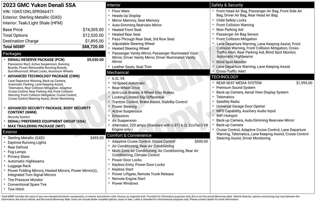 Used 2023 GMC Yukon Denali w/ Denali Reserve Package RWD image 48