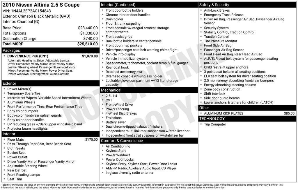 Used 2010 Nissan Altima 2.5 S w/ Convenience Pkg image 3