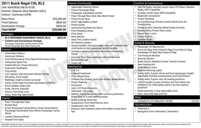 Used 2011 Buick Regal CXL w/ RL3 Preferred Equipment Group FWD image 22