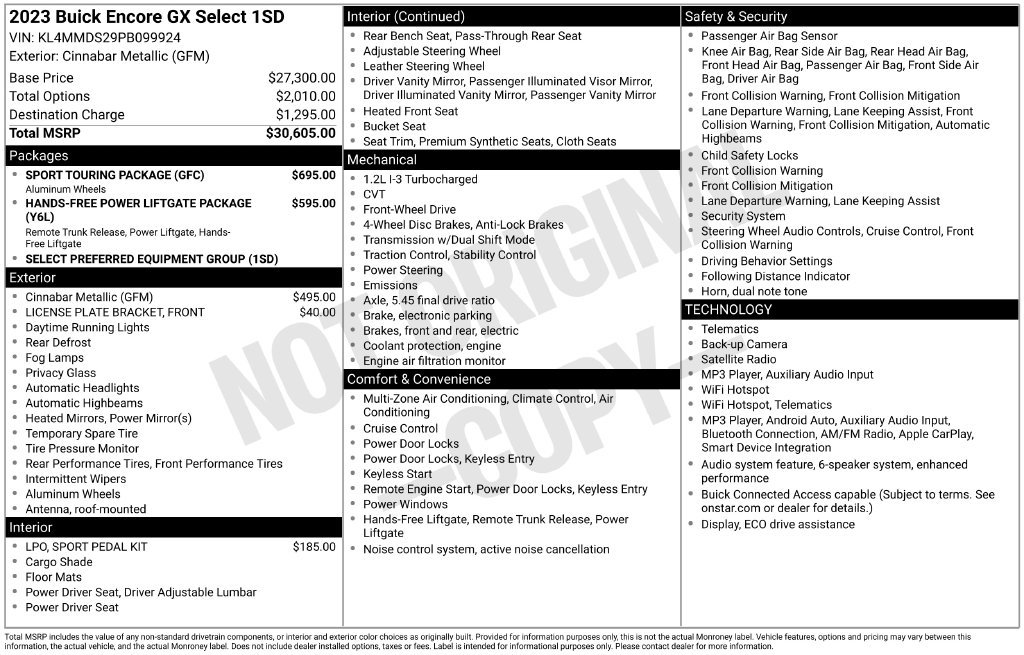 Certified 2023 Buick Encore GX Select w/ Sport Touring Package FWD image 55